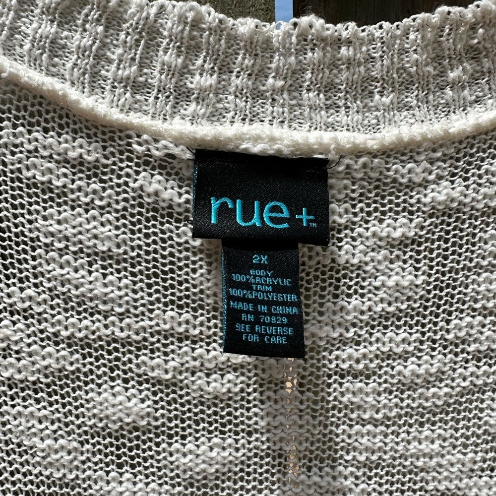 Soft Rue21 Plus Size Cream Lace Trimmed Duster Length Sweater - Picture 2 of 8